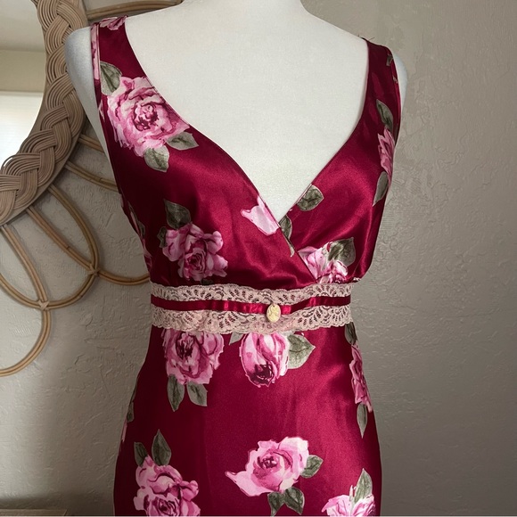 Vintage Slip Satin Silk Floral Lace Romantic Whimsical Sexy Coquette Fairy Dress - Picture 6 of 13